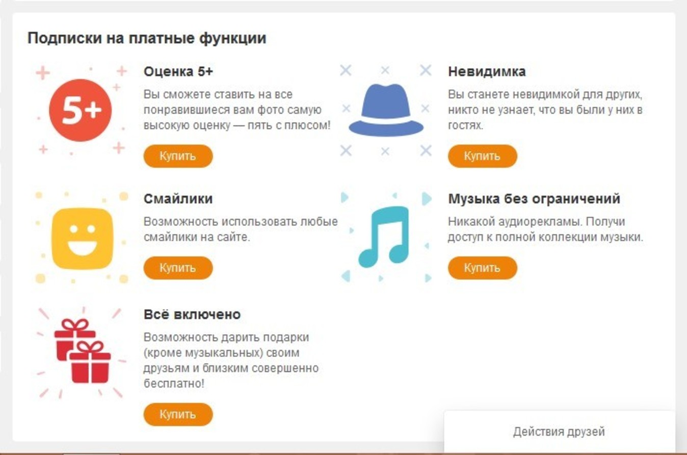 Полный перечень платных функций соцсети